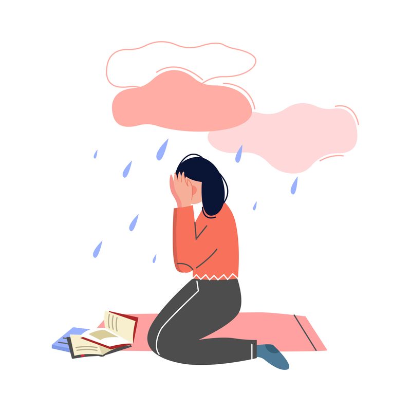 Depressed Teen Girl Illustration